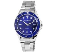 Alain Miller Orologio da uomo analogico orologio da polso al quarzo Argento Metallo di circa 44 mm x 11 mm Bracciale in acciaio inossidabile color argento 20 cm X 22 mm Fibbia Deployante e quadrante