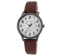 Alain Miller Orologio da uomo Bianco Marrone Analogico Data Pelle Finto Quarzo, marrone, cinghia