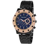 Alain Miller Orologio da uomo blu nero oro rosa analogico look cronologico data acciaio inossidabile metallo quarzo, gold, Bracciale