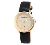 Alain Miller Orologio da uomo con cinturino in similpelle, nero, bianco