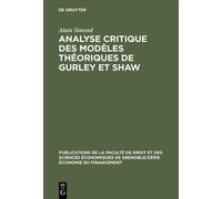 Alain Simond Analyse Critique Des Modèles Théoriques de Gurle (Copertina rigida)