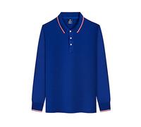 ALAIYO Shirt Uomo Manica Lunga Bottoni Righe Colorblocking Risvolto Shirt Uomo Traspirante Confortevole Casual Shirt Uomo Classica Basic Polo Shirt Uomo F-Dark Blue L