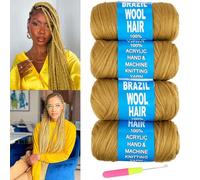 Alaleibaby 4 rotoli di filato di lana brasiliana per capelli acrilici per capelli africani all'uncinetto, trecce jumbo senegalesi torsioni trecce a maglia Faux locs cavatappi a spirale Twist Wraps 70G