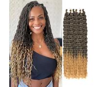 Alaleibaby Ocean Wave - Extension per capelli all'uncinetto, 56 cm, ondulate profonde, 6 confezioni di extension per capelli ricci con onde oceaniche, per donne nere (T27#, 55,9 cm (confezione da 6)