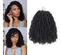 Alaleibaby Yanky Twist - Extension per capelli pre-attorcigliati all'uncinetto, da 30,5 cm, pre-intrecciati, castani, con riccioli (1B, 30,5 cm (confezione da 9)