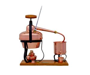 Alambicco, Distillatore con bruciatore ad alcool e termometro, 1,25L