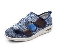 ALAMG Sandali per diabetici a Punta Aperta,Scarpe Sportive per diabetici da Uomo - Abbigliamento Estivo, Leggere, Traspiranti, Taglie Grandi con Cinturini Quick-Fit,biue1,41