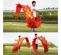 ALANIZ Dragon Poi Youth/Beginners Dance Dragon Poi, Nastro da Danza del Drago Lungo 6,5/10/16,4 Piedi con Drago Realistico, Streamer di Drago for Giocoleria Fitness all'aperto(Red,3 m (10 ft))