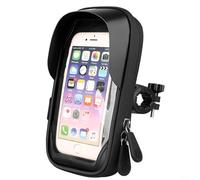 Alanmoship 1 borsa da manubrio per telefono da bicicletta, con rotazione a 360°, custodia impermeabile in TPU, per ciclismo, navigazione, sport all'aria aperta, rosso, blu, nero, 17 x 9 cm (nero)