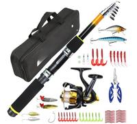 Alanmoship 1 set canna da pesca ultra corta e mulinello per combo, Frp portatile Spin Casting Pole con guide metalliche, kit di accessori per lago d'acqua dolce fiume mare viaggio (1,8)