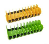 Alanmoship 2 organizer per pinze con 10 slot con base in gomma antiscivolo per cassetto degli attrezzi, portaoggetti modulare per officina e garage, 250 mm (verde giallo)
