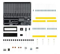 Alanmoship Analizzatore di spettro fai da te, kit di luci ritmiche a LED a quattro colori con controllo del suono per schermo matrice, alimentato tramite USB, display 8 × 16 (B)