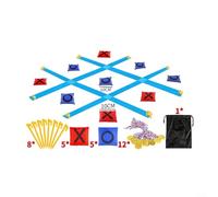Alanmoship Bean Bag Tic-Tac-Toe - Kit di gioco portatile per bambini e riunioni di famiglia, allenamento sensoriale, per feste in giardino, spiaggia o giardino, giallo blu, 38 × 120 cm (kit1 blu)
