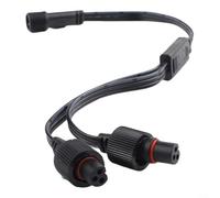 Alanmoship Cavo di prolunga splitter a Y per luci esterne H705A/H705B/H705C/H805A/H703A, connettore impermeabile in rame IP68 da 22 AWG, nero, 320 mm, per giardino e patio (1 maschio, 2 femmine)