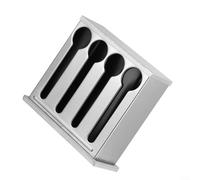 Alanmoship Confezione da 1 organizer per posate in acciaio inox con scomparti visibili per cucchiaio per un rapido recupero, porta utensili multi-scomparto per ristoranti e cucine, argento (4 slot)
