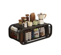 Alanmoship Confezione da 1 scatola portaoggetti da tavolo a cassetto con frontale trasparente, struttura in ferro e legno, per snack e tazze, piano di lavoro della cucina o tavolo da pranzo, 49 x 25 x