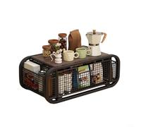 Alanmoship Confezione da 1 scatola portaoggetti da tavolo a cassetto con frontale trasparente, struttura in ferro e legno, per snack e tazze, piano di lavoro della cucina o tavolo da pranzo, 49 x 25 x