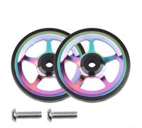 Alanmoship Confezione da 2 ruote facili per bici pieghevole Brompton, in lega di alluminio, cuscinetti sigillati, diametro 60 mm, ruota di scorta per modifica della bicicletta e parcheggio (colorate)