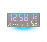 Alanmoship Grande orologio da parete a LED con display a schermo intero che mostra ora, temperatura, data, giorno e umidità, diverse modalità di colore e sveglia, 35 x 15 cm (GH8071 grigio)