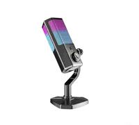 Alanmoship Microfono da tavolo USB con RGB per illuminazione, riduzione intelligente del rumore e silenziamento con un clic, monitoraggio in tempo reale per streaming di giochi e podcasting, plastica