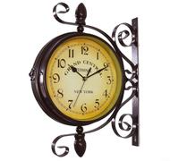 Alanmoship Orologio vintage New York, orologio da stazione, orologio da parete bifacciale, orologio da parete vintage antico, stile Grand Station a doppio lato, grande diametro 8, girevole