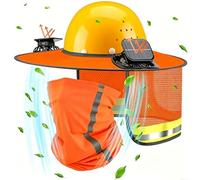 Alanmoship Parasole rigido con doppia ventola solare, visiera a tesa intera e mantella in rete staccabile per lavori all'aperto, costruzione, giardinaggio, giallo (arancione)