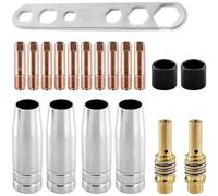 Alanmoship Set di 19 ugelli per saldatura M6 da 0,8 mm e punta di contatto per MIG MB15AK, accessori schermati con gas di rame per officine professionali di fabbricazione di metalli