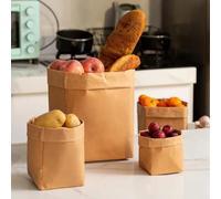 Alanmoship Set di 4 sacchetti di carta, lavabili e degradabili, organizer multiuso per casa o ufficio, adatti per piante vive, cipolle e patate (quadrati)