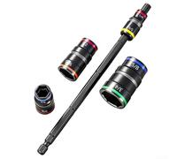 Alanmoship Set di chiavi a bussola 9 in 1 per avvitatore a percussione, cacciavite SAE con supporto per punte da 1/4", kit chiave esagonale in acciaio con magnete in terre rare e dimensioni codificate