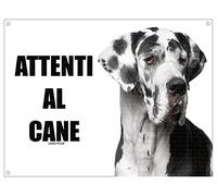 ALANO attenti al cane mod 2 ARLECCHINO TARGA cartello IN METALLO (20X30)