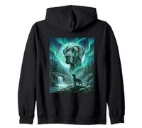 Alano Aurora Borealis Northern Lights Dog Forest Felpa con Cappuccio