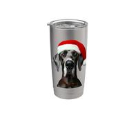 Alano con cappello di Babbo Natale, Natale, proprietario del cane, mamma papà Bicchiere termico in acciaio inox doppia parete