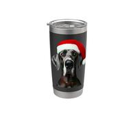 Alano con cappello di Babbo Natale, Natale, proprietario del cane, mamma papà Bicchiere termico in acciaio inox doppia parete