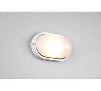 ALANO PLAFONIERA APPLIQUE DA ESTERNO OVALE FUSIONE DI ALLUMINIO BIANCA E VETRO SATINATO L.28,3CM IP44 1 LUCE ATTACCO E27
