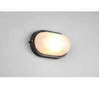 ALANO PLAFONIERA APPLIQUE DA ESTERNO OVALE FUSIONE DI ALLUMINIO NERA E VETRO SATINATO L.28,3CM IP44 1 LUCE ATTACCO E27