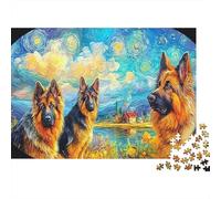 Alano tedesco Puzzle Da 1000 Pezzi, Per Adulti E Bambini 8-12, Cartone Spesso Riciclato Premium,Tre GSD Riverscape Stampa Decorazione Murale, Puzzle Educativo 52x38cm/1000pcs