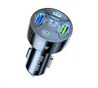 Alanph Caricabatteria da auto USB C da 65 W 5 in 1 multi-porta PD30W e QC3.0 ricarica ultra veloce accendisigari caricatore USB per iPhone/Android/Samsung/iPad Pro e altri (nero)