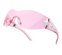 ALANTOP Y2K Star - Occhiali da sole per donne e uomini, design avvolgente senza montatura alla moda, protezione UV400, tonalità di scudo leggere, perfetti per attività all'aperto e moda, 1 confezione