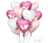 Alaoo 12 Pezzi Palloncini Rosa Cuore, Palloncini Foil Cuore | Essere Riempito con Elio o Aria, Palloncini in Lamina di Alluminio, Adatto per San Valentino, Matrimoni e Feste di Compleanno