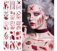Alaoo 15 Fogli Tatuaggi Temporanei Finti, Adesivi Per Tatuaggi Cicatriziale, Adesivi Per Tatuaggi Di Simulazione Creativa, Adatto per Halloween, Giochi di Ruolo, Feste(Cicatrice-B)