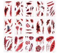 Alaoo 15 Fogli Tatuaggi Temporanei Finti, Adesivi Per Tatuaggi Cicatriziale, Adesivi Per Tatuaggi Di Simulazione Creativa, Adatto per Halloween, Giochi di Ruolo, Feste(Cicatrice-C)