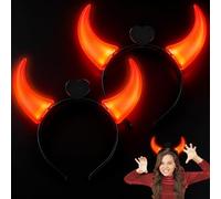 Alaoo 2PCS Cerchietto Corna Diavolo, Fascia luminosa a forma di corno, Corna del diavolo con LED, per Fasce Costume per capelli da uomo e da donna, per Feste Carnevale Halloween