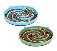 Alaoo 2pcs Ciotola Anti Ingozzamento, con Base Antiscivolo,Verde+Blu | Ciotola in Silicone per Slow Food, Ciotola Interattiva per Mangiare lentamente, Adatto a Gatti e Cani di Piccola Taglia