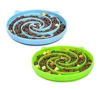 Alaoo 2pcs Ciotola Anti Ingozzamento, con Base Antiscivolo,Verde +Blu | Ciotola in Silicone per Slow Food, Adatto a Gatti e Cani di Piccola Taglia