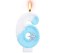 Alaoo Candele di Compleanno, Blu Candele per Torta di 6° Compleanno | con Fiocchi di Neve Candele Decorazione di Topper Torta, Candele per Torte, Decorazioni per Feste, Adatto a Ragazzi e Ragazze