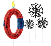 Alaoo Candele di Compleanno, Candele per Candeline Ragno di 0° Compleanno, Candela di Compleanno a Tema Ragno, Decorazione per torta a forma di ragnatela, Adatto a Ragazzi e Ragazze(Rosso-0)