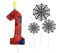Alaoo Candele di Compleanno, Candele per Candeline Ragno di 1° Compleanno | Candela di Compleanno a Tema Ragno, Decorazione per torta a forma di ragnatela, Adatto a Ragazzi e Ragazze