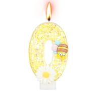 Alaoo Candele di Compleanno, Candele per Torta di 0° Compleanno, con Ape Candele Decorazione di Topper Torta, Candele per Torte, Decorazioni per Feste, Adatto a Ragazzi e Ragazze(Giallo-0)
