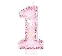 Alaoo Candele di Compleanno, Candele per Torta di 1° Compleanno, con Farfalla Candele Decorazione di Topper Torta, Candele per Torte, Decorazioni per Feste, Adatto a Ragazzi e Ragazze(Rosa-1)