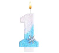 Alaoo Candele di Compleanno, Candele per Torta di 1° Compleanno, con Fiocchi di Neve Candele Decorazione di Topper Torta, Candele per Torte, Decorazioni per Feste, Adatto a Ragazzi e Ragazze(Blu-1)